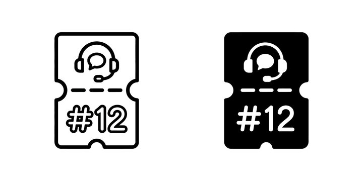 Support ticket headset flat icon line and glyph customer service help
