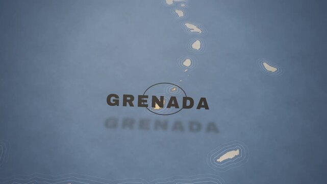 Vintage Style Map Animation Highlighting Grenada as a Caribbean Travel Destination.
