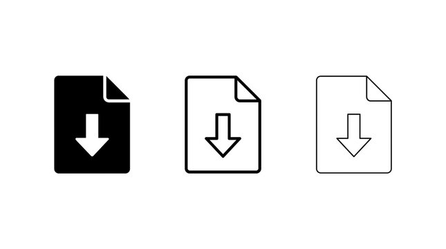 Download file icons with arrow symbol for app interface and web page transparent background