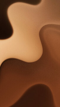 Vertical composition of abstract liquify background featuring classic warm brown fluid wave with grain frosted particle texture, ideal for premium mobile screen graphic designs.