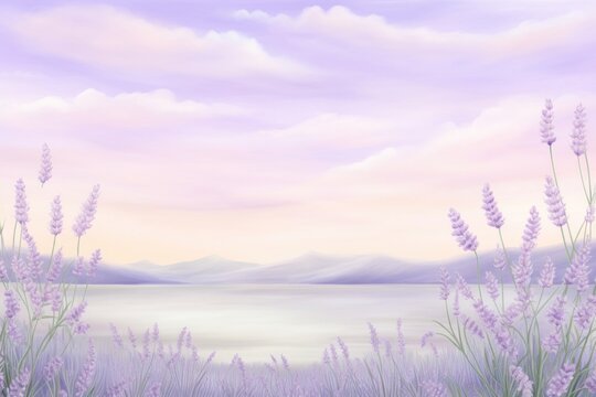 Painting of lavender backgrounds landscape outdoors.