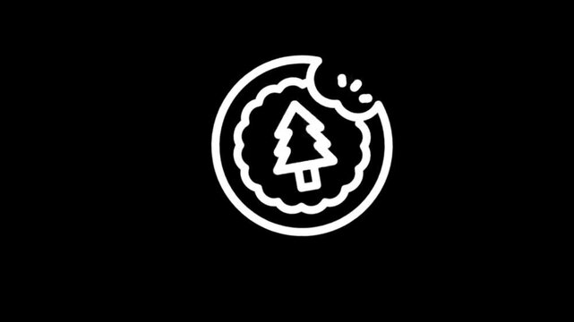 Simple white Christmas tree icon animation on black background