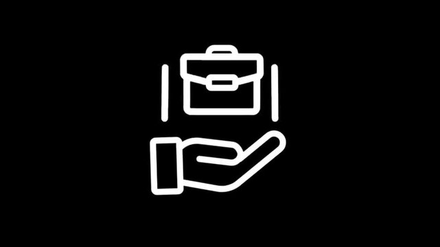 Hand holding a briefcase icon animation for business and finance concepts