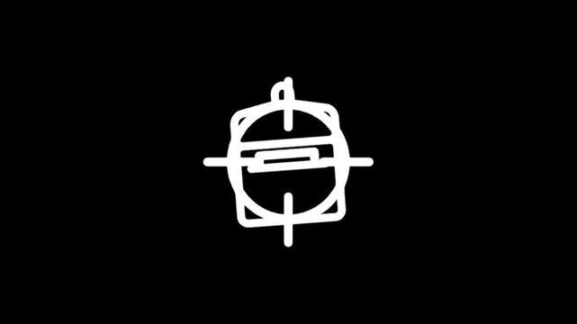 Animated icons of luggage and briefcases in a target reticle