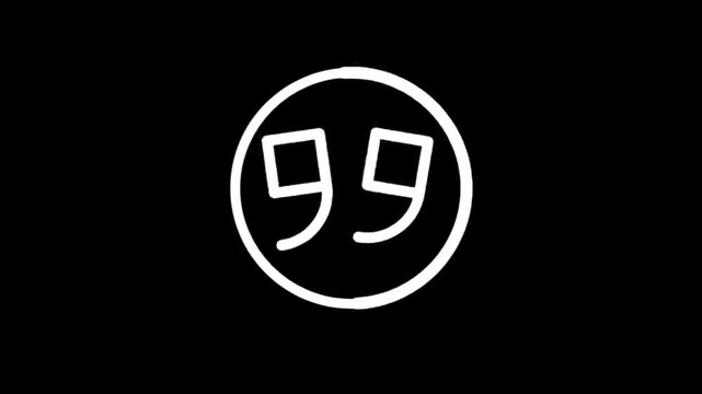 Minimalist white quote marks inside circles on black background