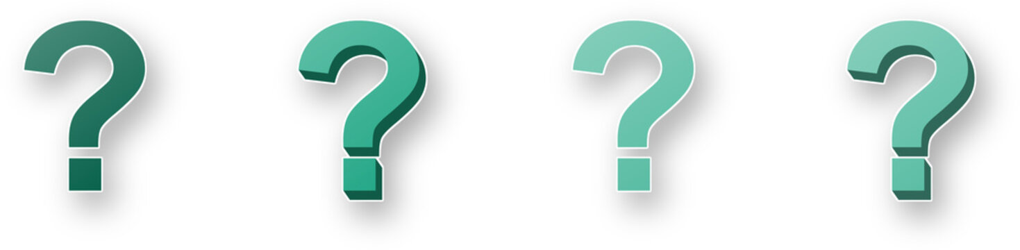 Faq help question icons sticker with white border isolated on transparent background
