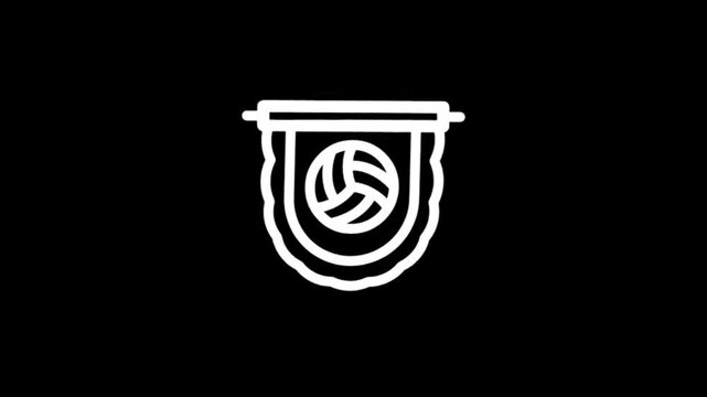 Animated volleyball pennant icons on a black background for sports promotions