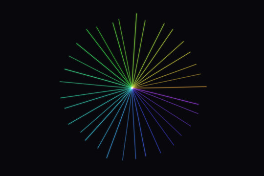 Abstract rainbow circular lines emanating from a central point