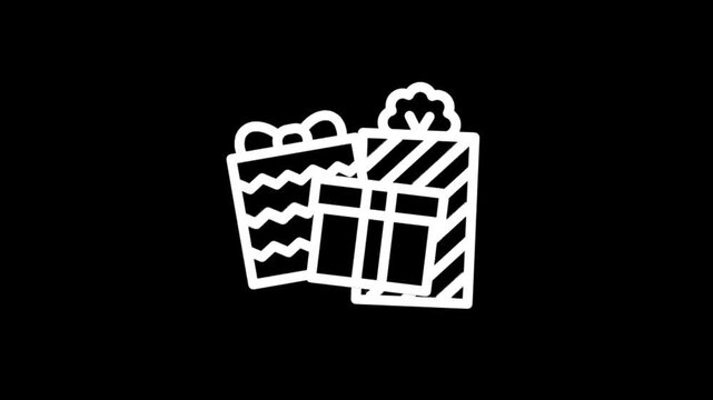 Animated gift box icon with bow and ribbon, perfect for celebrations