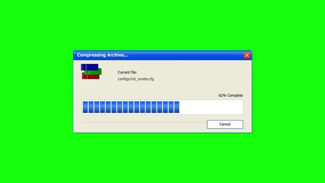 Classic Retro Computer File Manager Compression Wizard and Progress Indicator