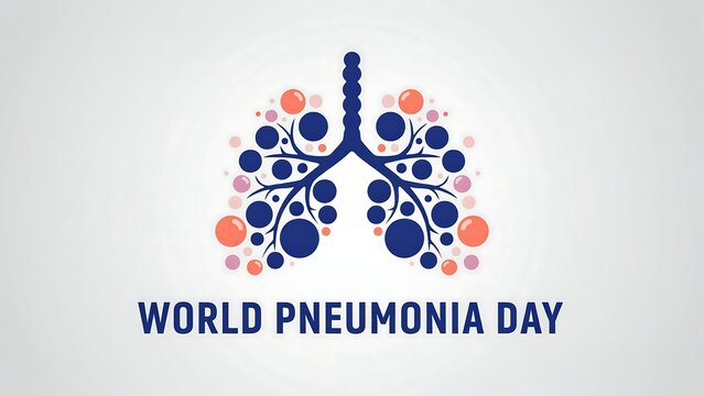 World pneumonia day concept with abstract human lungs made of colorful circles