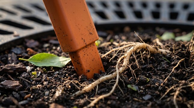 Moisture probe monitoring healthy tree soil