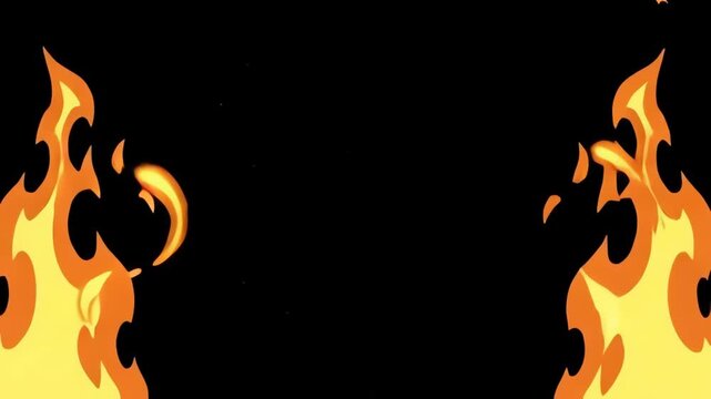 Fire Flames Burning on Black Background Vector Animation