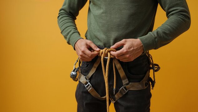 A person in a green shirt is holding a belt, great for fashion, lifestyle, or personal use