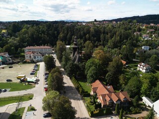 Beskidy - Polska  Babia Góra i okolice, zdjęcie wykonane dronem. Krajobraz, las, góry, piękny widok © Konrad