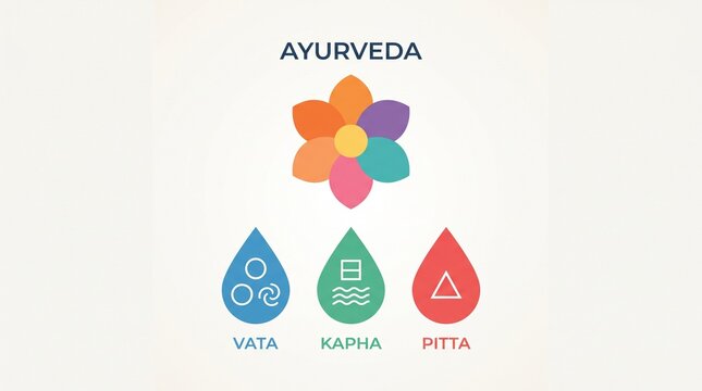 Ayurveda dosha symbols vata kapha pitta icons