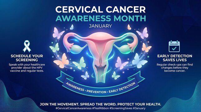 Cervical cancer awareness month january infographic