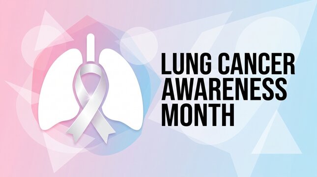 Lung cancer awareness month graphic with lungs