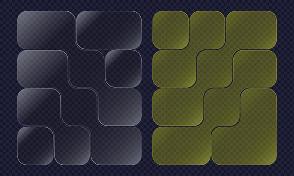 Bento grid glass tiles in minimalist white and yellow for websites