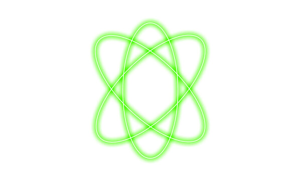 Green atomic symbol illustration isolated on transparent background