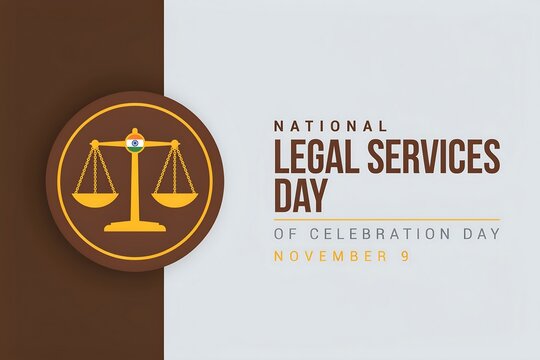 National legal services day of celebration on november 9th with scales of justice and indian flag emblem