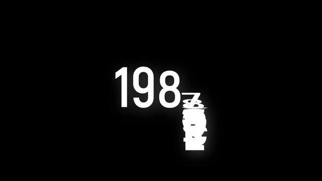 1950 to 1988 year countdown timer animation with black, green, white screen background. dynamic scrolling progression timeline loading bar changing 1950 to 1988 year 4k video