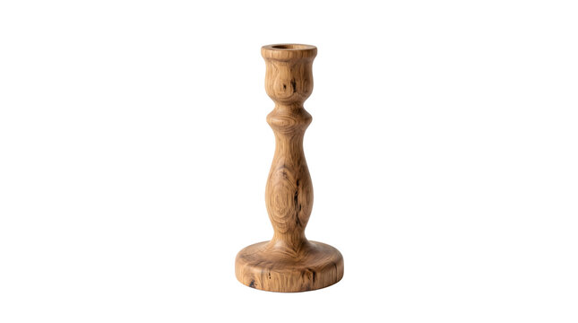 Rustic wooden candlestick, a single handcrafted wood candle holder, natural brown oak timber, elegant home decor accent, perfect for cozy interior design and traditional settings
