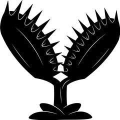 Black venus flytrap plant silhouette with sharp teeth graphic © Sundas945