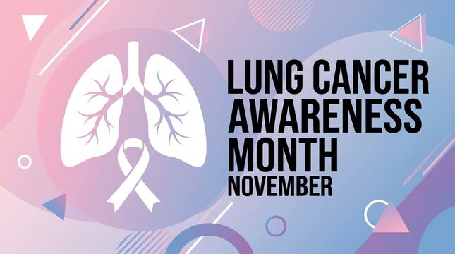 Lungs with ribbon for lung cancer awareness month