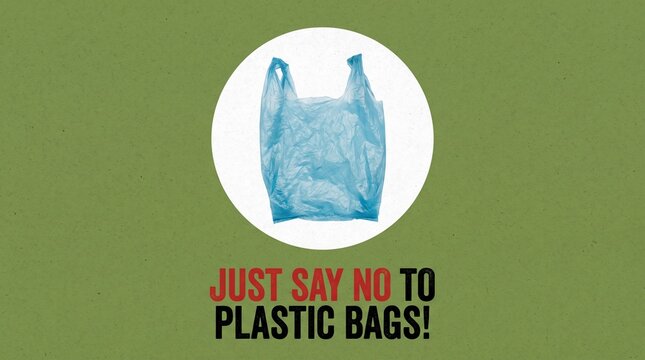 No to plastic bags environmental awareness graphic