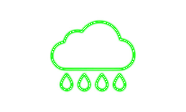 Neon green rain cloud icon isolated on transparent background
