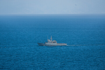 Spanish Navy patrol ship sailing off the coast of Ceuta in the Strait of Gibraltar © @pablogallard0