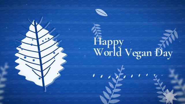 Elegant Prussian blue cyanotype sun print exposes a luminous white botanical silhouette of a kale leaf for World Vegan Day art background