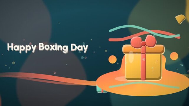 Fluid liquid organic motion graphics of unboxing colorful holiday packages with flowing ribbons celebrating a relaxed Boxing Day afternoon