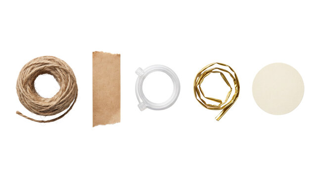 Craft packaging materials with twine tape and label set