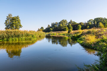 The Nida Valley. The meanders of the Nida River in early autumn. Ponidzie. Świętokrzyskie Voivodeship, Poland © krysek