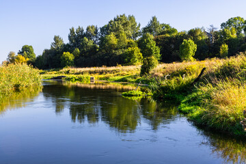 The Nida Valley. The meanders of the Nida River in early autumn. Ponidzie. Świętokrzyskie Voivodeship, Poland © krysek