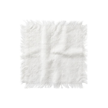 White linen fabric swatch with fringed edges