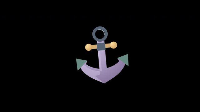 A lavender nautical anchor with sage flukes and a brass crossbar sways slowly on transparency in an eight second loop.
