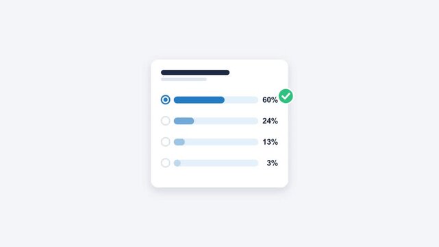 Online poll survey voting with results bars flat animation