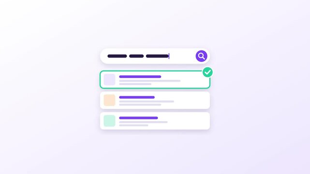 Search bar typing query with results flat animation loop