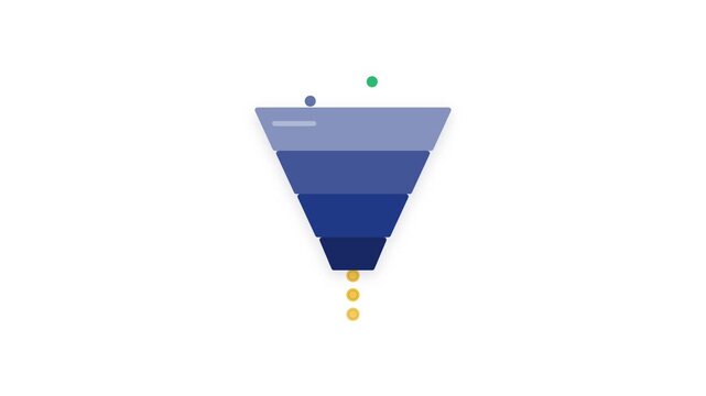 Sales funnel converting leads into coins flat animation loop