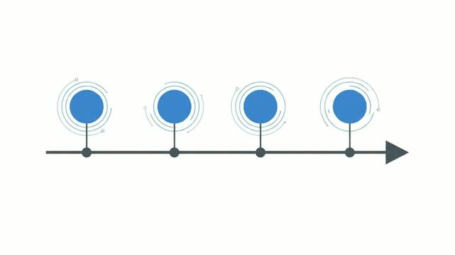 Horizontal timeline infographic vector template with four steps for business process milestone roadmap visualization