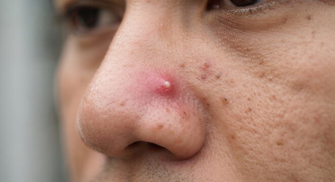 A pimple right on the nose is so annoying