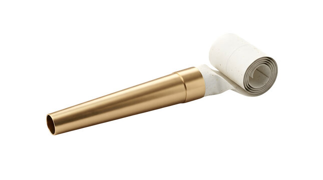 Gold party blower isolated on transparent background