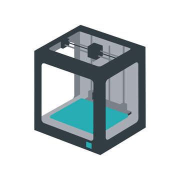 Isometric 3D printer vector illustration for prototyping