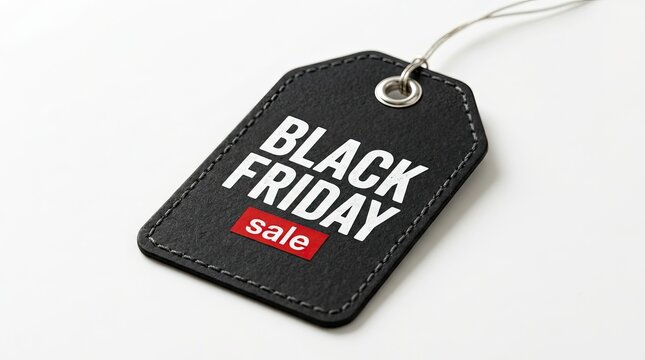 Black friday sale tag isolated on a white background with red sale text