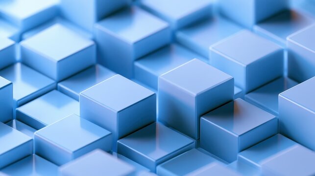 Interlocking cube lattice in cool blue tones for futuristic design