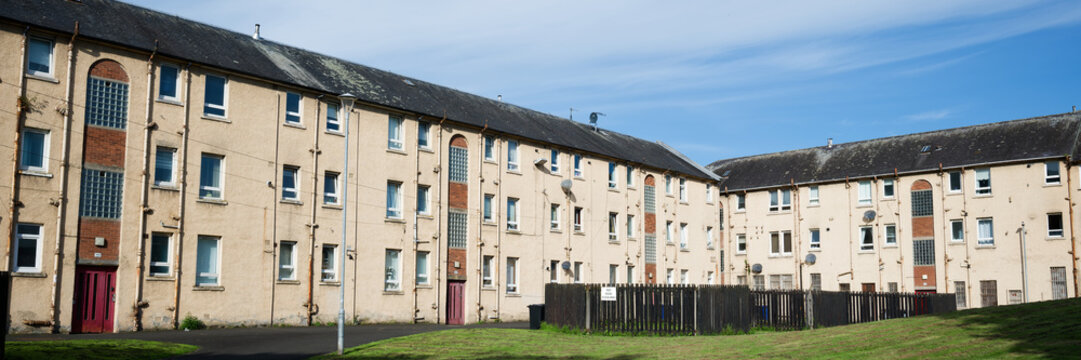 Council housing in rows in Scottish town of Paisley
