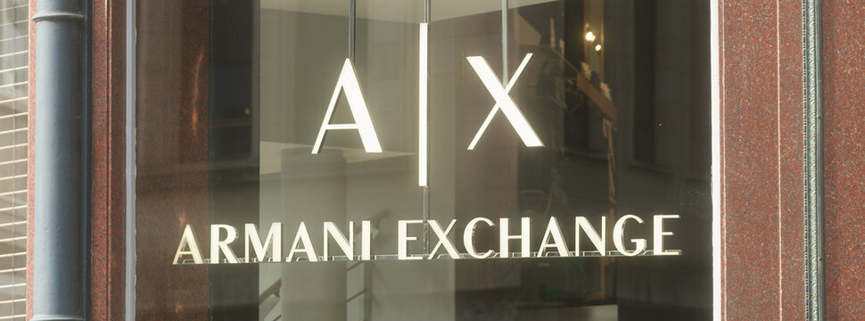 Antwerp, Belgium - july 08, 2026 : Storefront of Armani Exchange in Antwerp